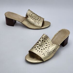 Aerosoles Mid Summer Metallic Gold Leather Mule Sandals Size 10